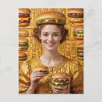 The Happy Cheeseburger Lady in Cheeseburger Costum Postcard