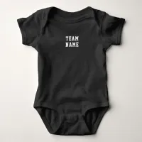 White Sports Team Name & Number Dark Baby Bodysuit