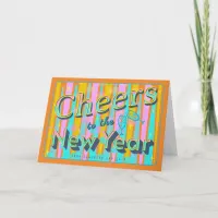 Cheers To The New Year With Fun Retro Colors Holiday Card