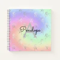 Silver Unicorn Pastel Ombre Monogram Sketchbook Notebook