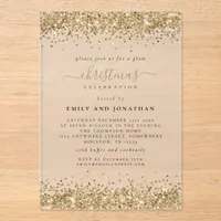 Sparkly Gold Glitter Borders Christmas Party Acrylic Invitations