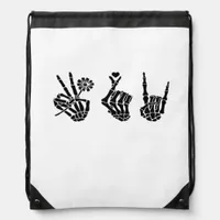 Peace And And Roll Skeleton Hands Classic Drawstring Bag