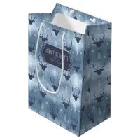 Deer Antlers Arrows Christmas Pattern Blue ID861 Medium Gift Bag