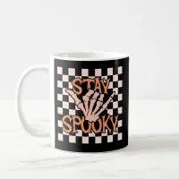 Retro Groovy Checkered Stay Spooky Halloween Coffee Mug