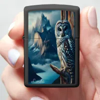 Striped Owl The Owl’s Mountain Refuge Zippo Lighter