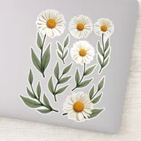 White Daisy Floral Design Sticker