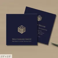 Professional Navy Blue Custom Logo Square Business Card