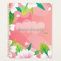 Elegant Personalized Pink & White Flowers Custom Planner