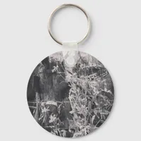 Amish Horse in Black and White Grunge Keychain