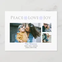 Snow Peace Love Joy Multiple Photo Typography Holiday Postcard