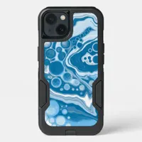  Blue Digital Fluid Art Marble Pour Painting Cells iPhone 13 Case
