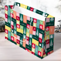 Christmas Happy Holidays Modern Corporate Name Large Gift Bag