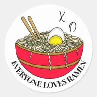 Everyone Loves Ramen | Funny Food Pun Magnet  Classic Round Sticker