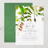 Watercolor Spring Greenery Sip and See Invitation