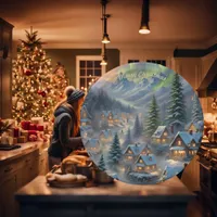 Christmas in a mountain village, polar lights  paper plates