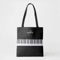 Stylish Monogrammed Piano Keys Tote Bag