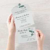 Romantic Pastel Green Eucalyptus All In One Invitation