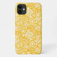 Tangerine Orange White Boho Paisley Patterned iPhone 11 Case