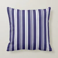 Lake House Navy Blue White Deckchair Stripes Throw Pillow