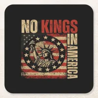 No Kings In America Patriotic Grunge Classic Vinta Square Paper Coaster
