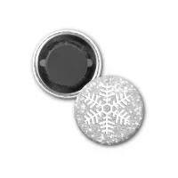 Silver Glittery Christmas Snowflake Magnet