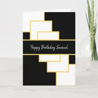 Black and Gold Classy Modern Abstract Birthday Card