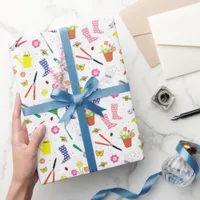 Garden Tools and Equipment Fun Gardening Pattern Gift Wrap