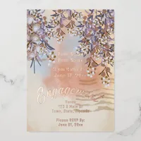 Elegant Chic Floral Engagement Invitation Foil Invitation