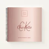 Logo rose gold monogram business notebook