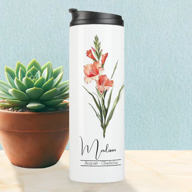 Birth Month Flower August Gladiolus Thermal Tumbler