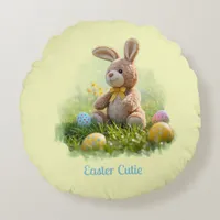 Cute Stuffed Easter Bunny Round Pillow