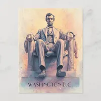 Abraham Lincoln and Washington D.C. Travel Postcard