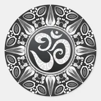 Tribal Sun Black+White Om Goa NewAge Sticker