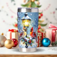 Christmas Cardinals and Snowy Lamppost Insulated Tumbler