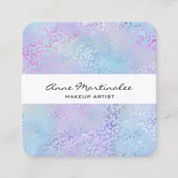 Abstract Leopard Print Pastel Square Business Card