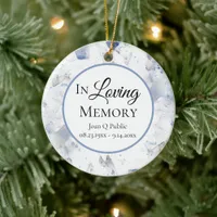 Blue Tint Carnation Watercolor Memorial Keepsake  Ceramic Ornament