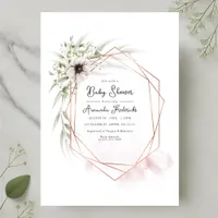 Elegant Geometric Floral Baby Shower Invitation