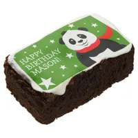 Cute Happy Birthday Panda with Bowler Hat & Scarf Brownie