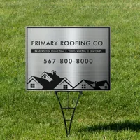 Professional Shiny Silver Roofing Construction Sign