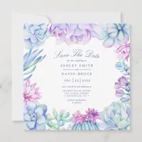 Watercolor Succulents Floral Cacti Save The Date