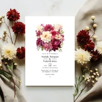 Garnet and Cream Floral Winter Wedding Invitation