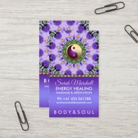 Purple Daisy Flowers Mandala Holistic Healing Business Card