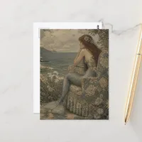 Mermaid in a Vintage Chair Seaside Postcard