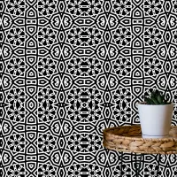 Abstract Modern Black and White Geometric Pattern Wallpaper