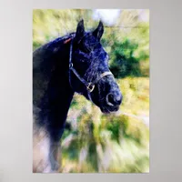 Fresian Horse Digital Art Poster
