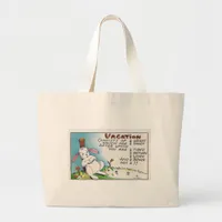 Vintage Vacation Humor Rabbit Large Tote Bag
