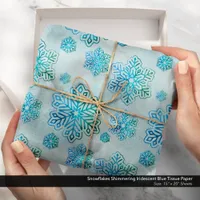 Snowflakes Shimmering Iridescent Blue Tissue Paper