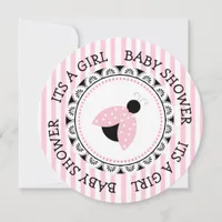 Pink Ladybug Girl's Baby Shower Invitations