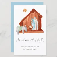 Budget All Is Calm Minimal Nativity Holiday Card