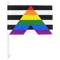 Proud Ally on Board: Straight LGBTQ+ Ally Rainbow  Car Flag